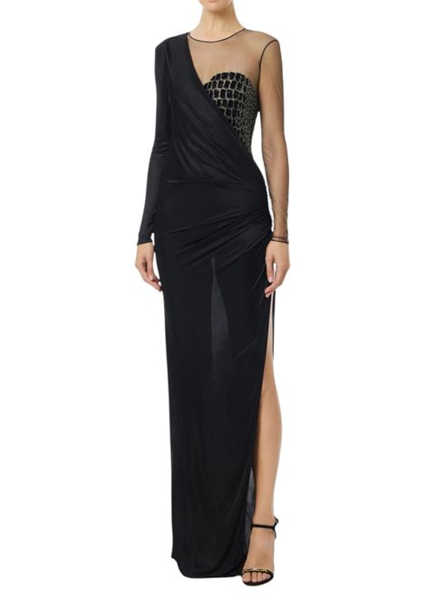 Abito Red Carpet in tulle e jersey con ricami cocco ELISABETTA FRANCHI | Abiti | ABR2257E2110